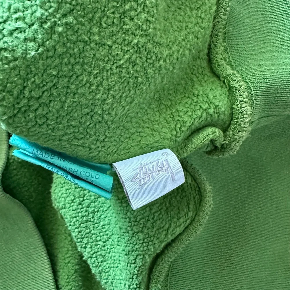 Stussy Overdyed Green Hoodie Back Logo Size Large - Picture 5 of 6